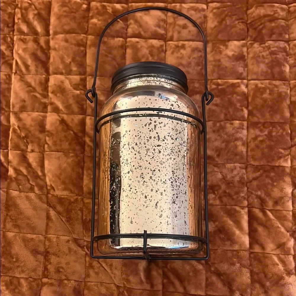 Chic Silver Lantern with Black Metal Frame